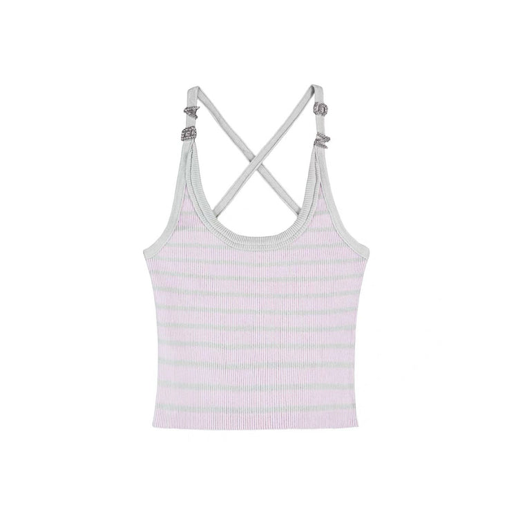 Cross-strap Striped Tank Top