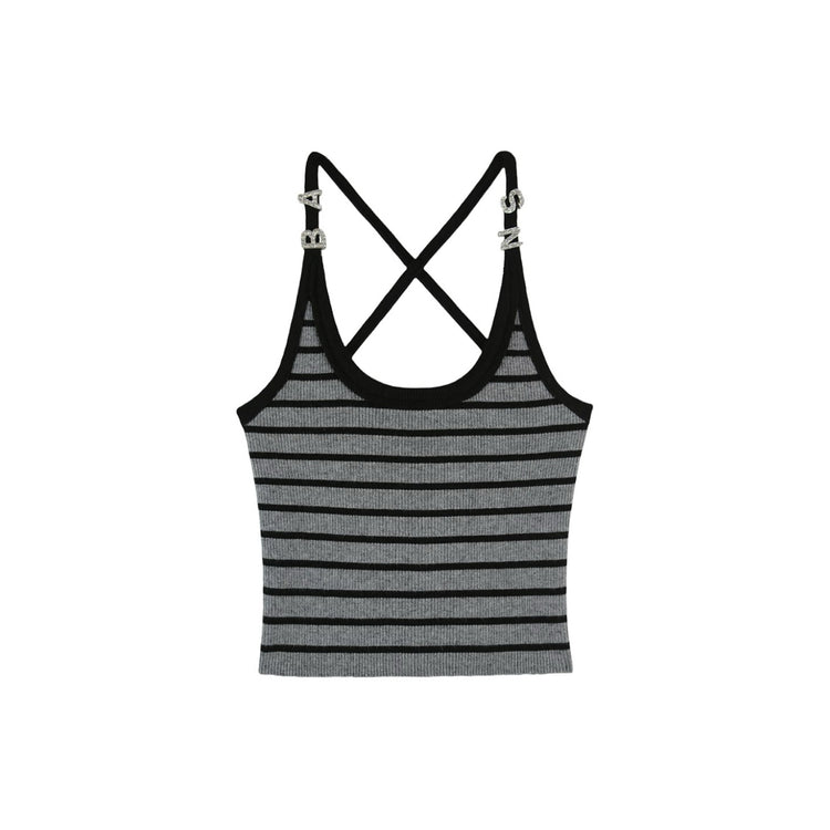 Cross-strap Striped Tank Top