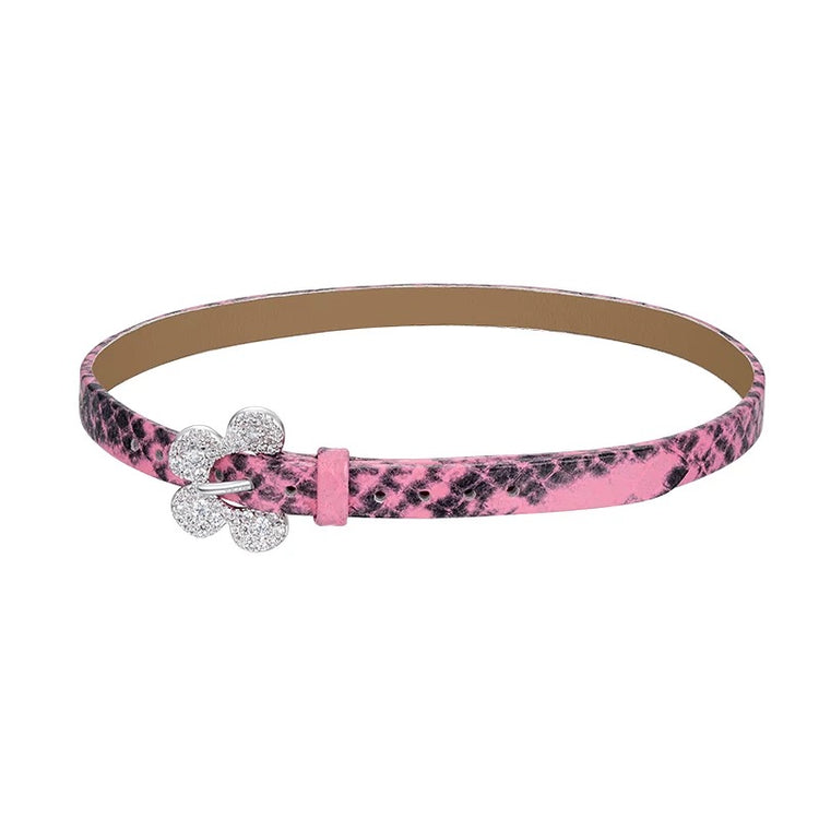 Pavé Floral Buckle Leather Choker