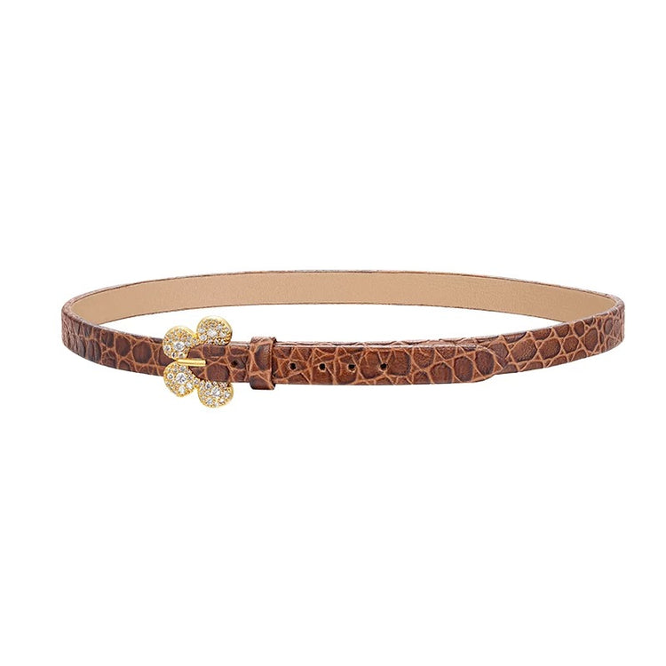 Pavé Floral Buckle Leather Choker
