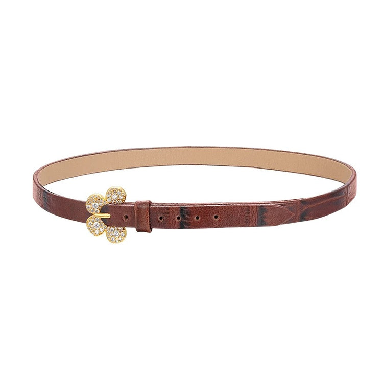 Pavé Floral Buckle Leather Choker