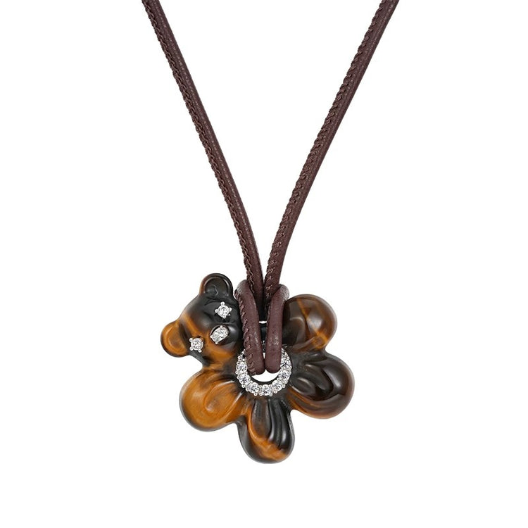 Waving Bear Natural Stone Necklace