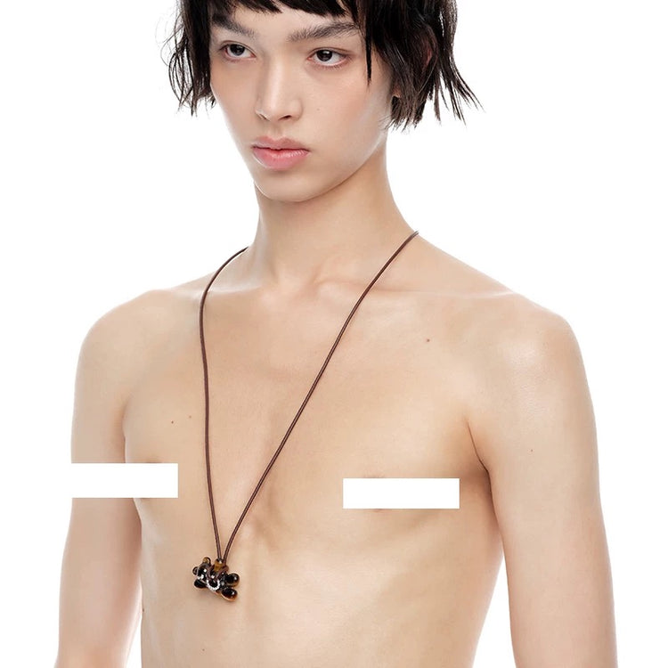 Waving Bear Natural Stone Necklace