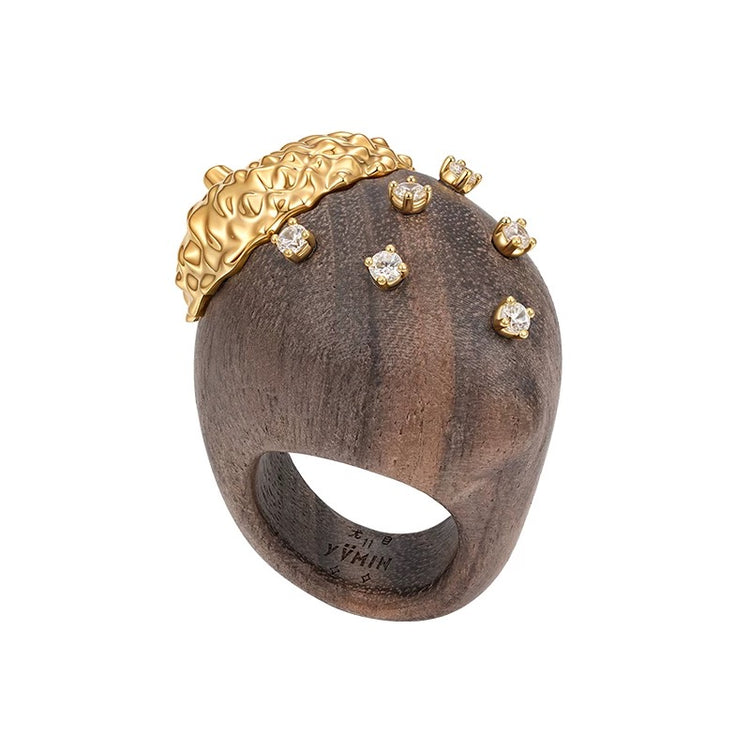 Wooden Acorn Gemstone Ring