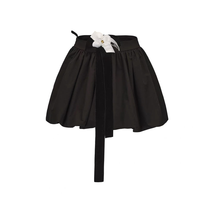 Flower Ribbon Puffy Mini Skirt