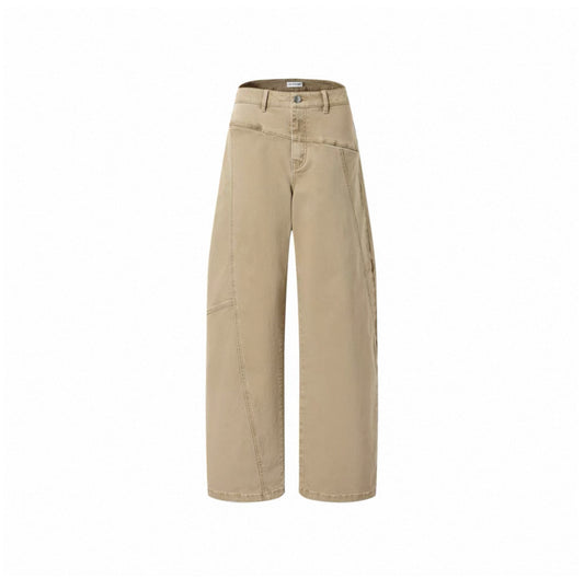 Asymmetric Panel Khaki Curved Blade Pants