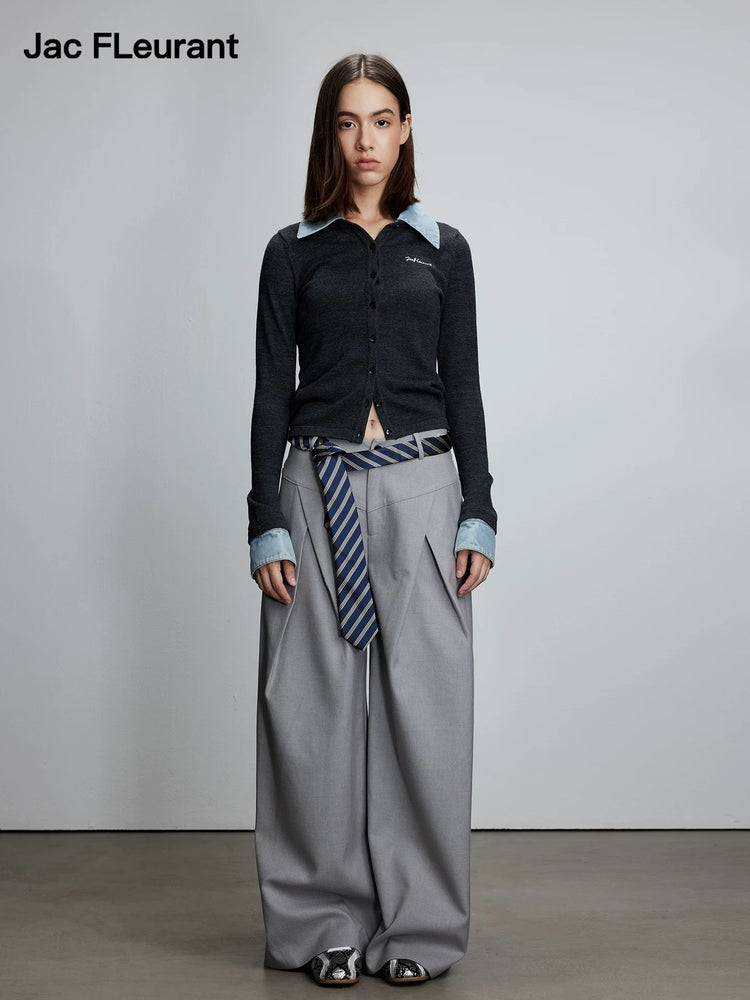 V-Waist Double-Pleated Trousers