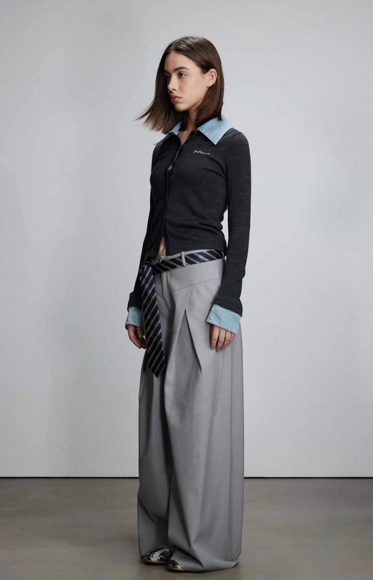 V-Waist Double-Pleated Trousers