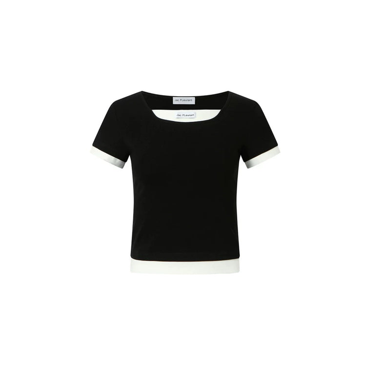 Patchwork Double-Collar T-Shirt