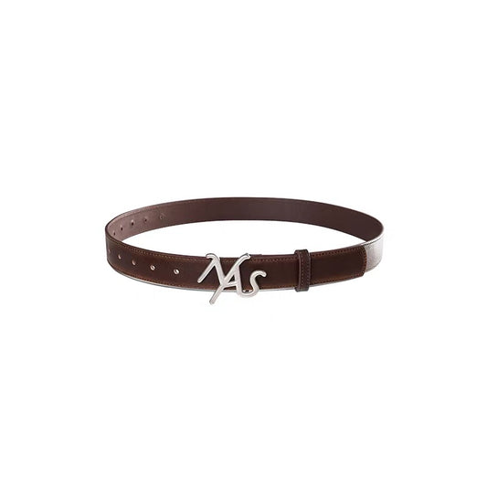 High-line Logo Genuine Leather Wide Belt