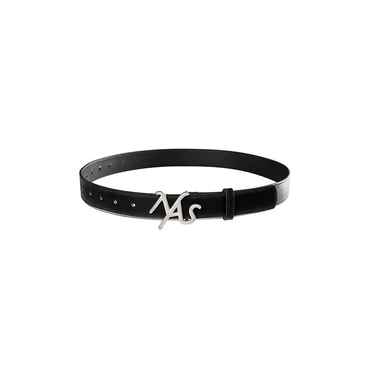 High-line Logo Genuine Leather Wide Belt
