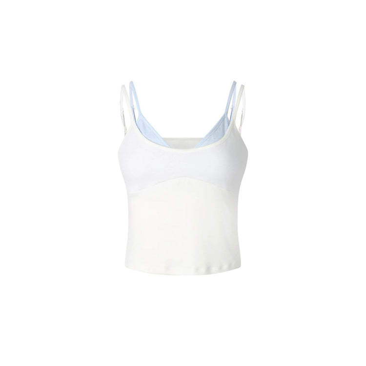 Blue White Paneled Slim-fit Camisole