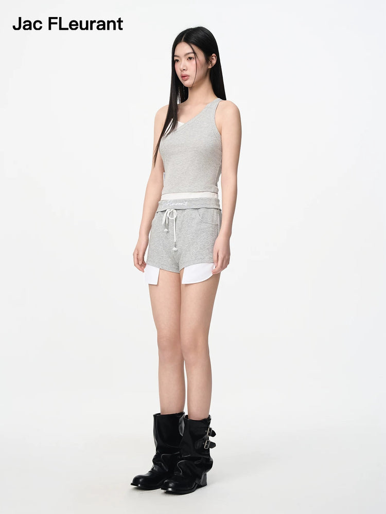 Embroidered Logo Fold-over Waist Shorts