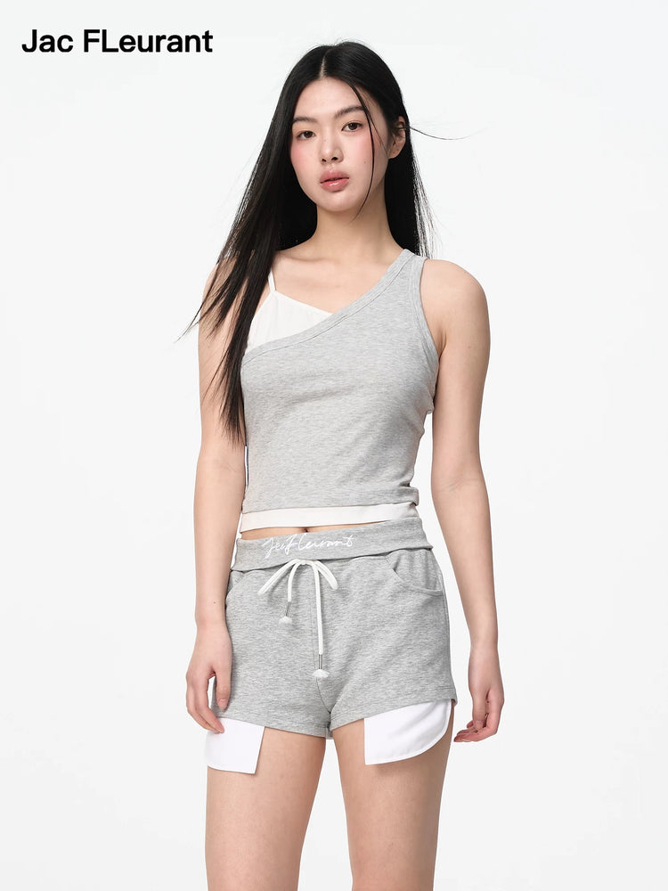 Embroidered Logo Fold-over Waist Shorts