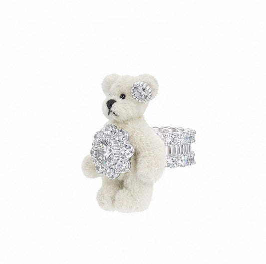 Paradise / Gemstone Flower Plush Bear Ring