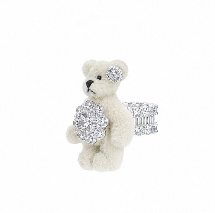 Paradise / Gemstone Flower Plush Bear Ring
