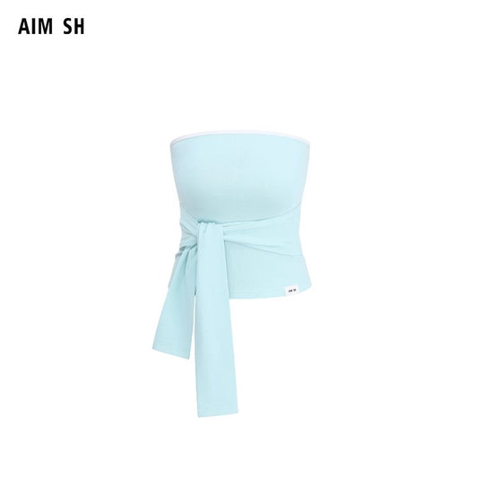 Knotted Tie-Waist Bandeau Top