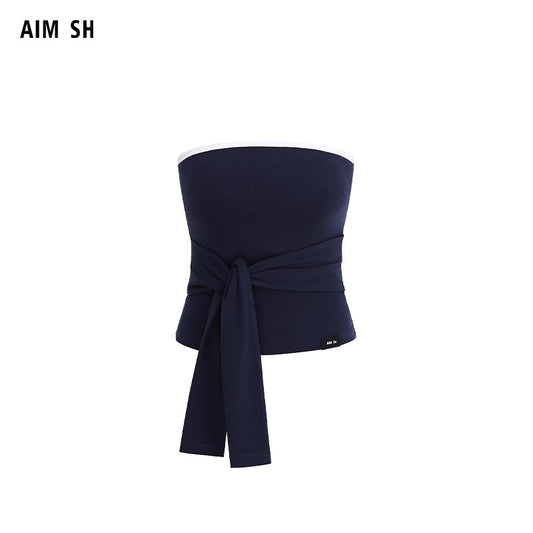 Knotted Tie-Waist Bandeau Top