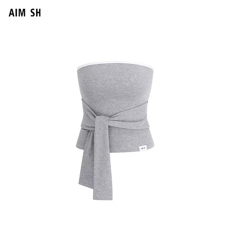 Knotted Tie-Waist Bandeau Top