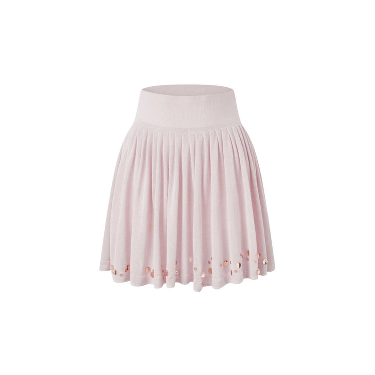 Beaded Pleated Knit Skirt