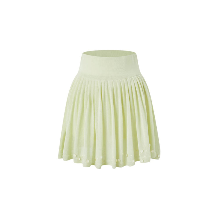 Beaded Pleated Knit Skirt