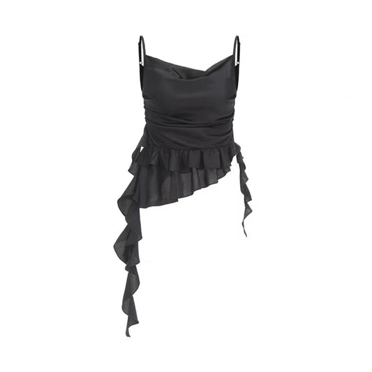 Satin Lace Cowl-neck Cami Top