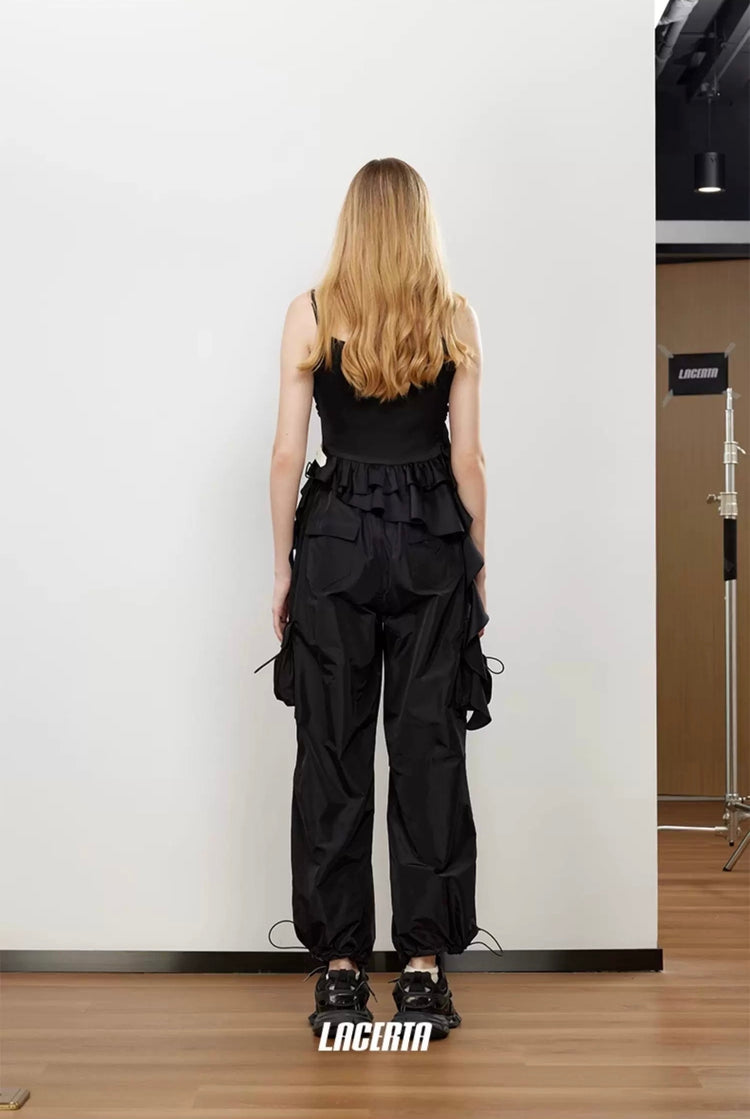 Satin Lace Cowl-neck Cami Top