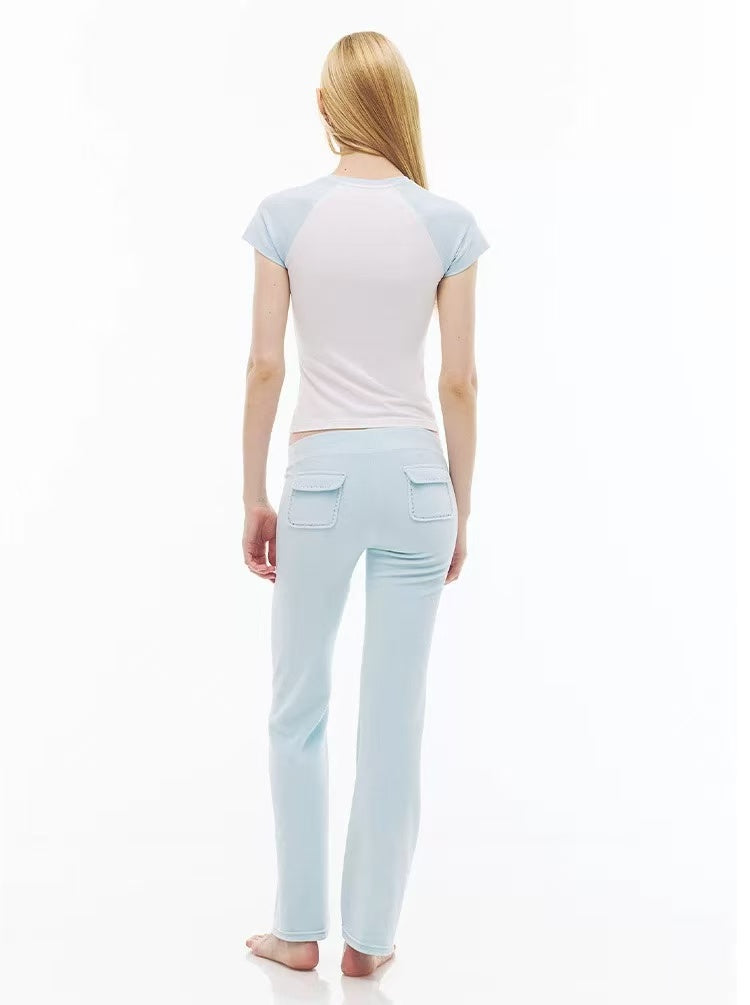 Rhinestone-Embellished Printed Raglan Top