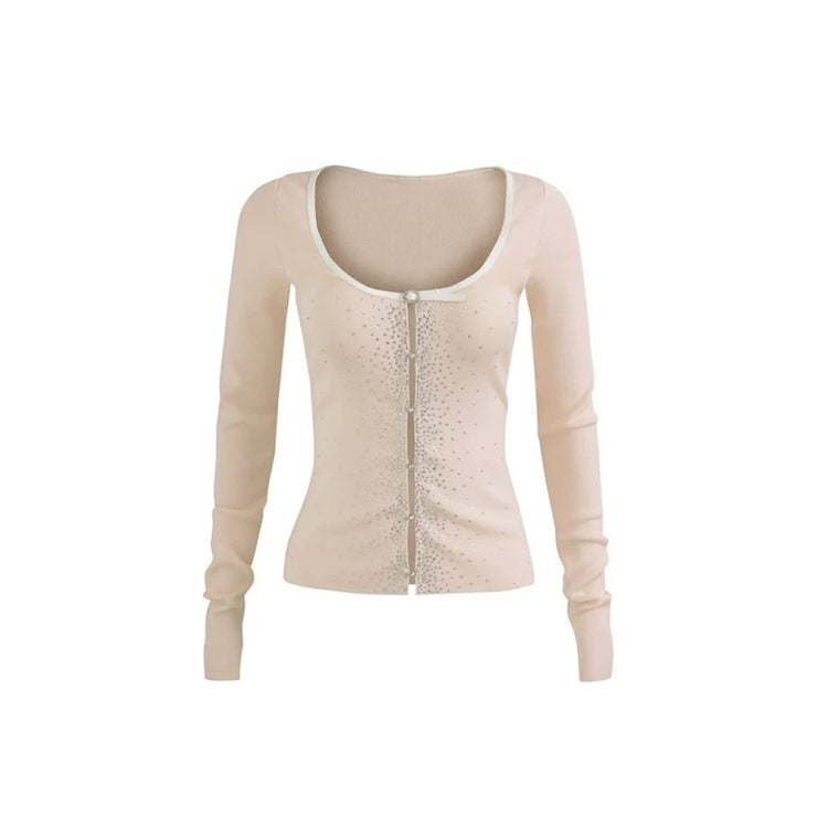 Starry Rhinestone Button Knit Cardigan