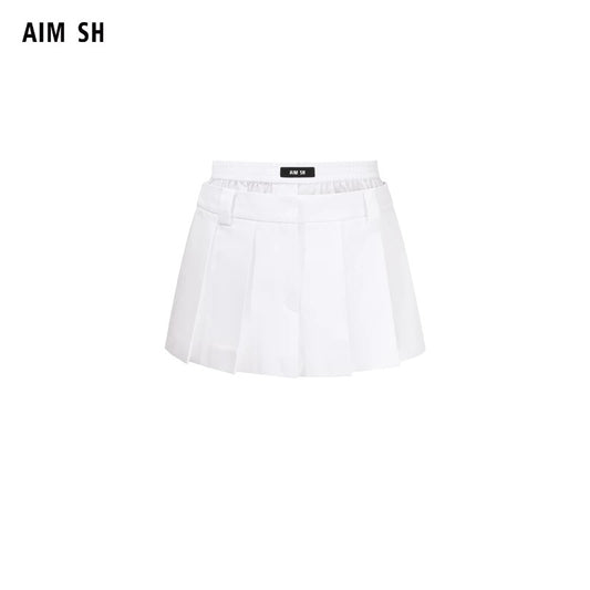 Double-Waist Mini Pleated Skirt