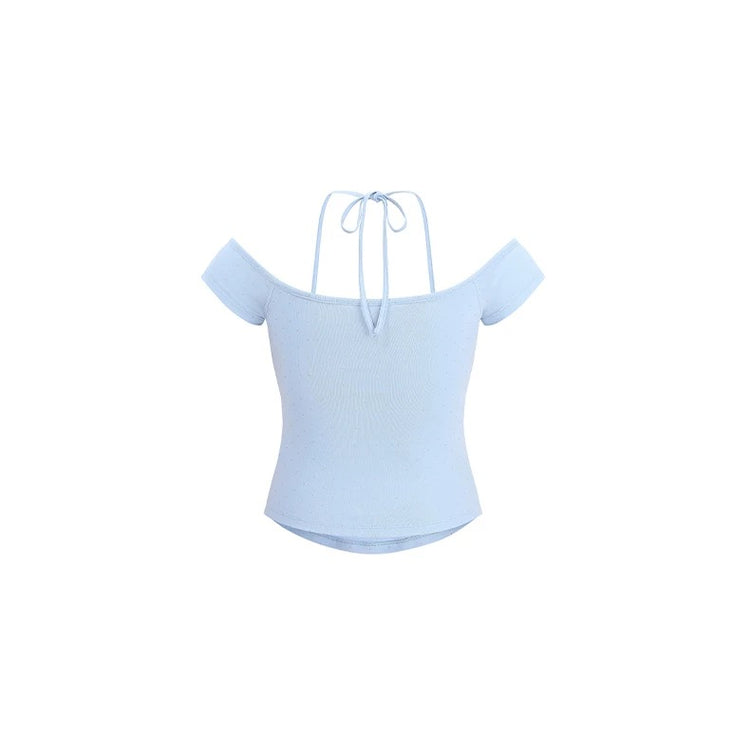 Metal-logo Off-shoulder Tie-up Top