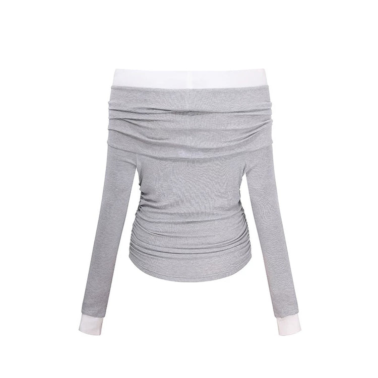 Off-Shoulder Ruched Slimming T-Shirt
