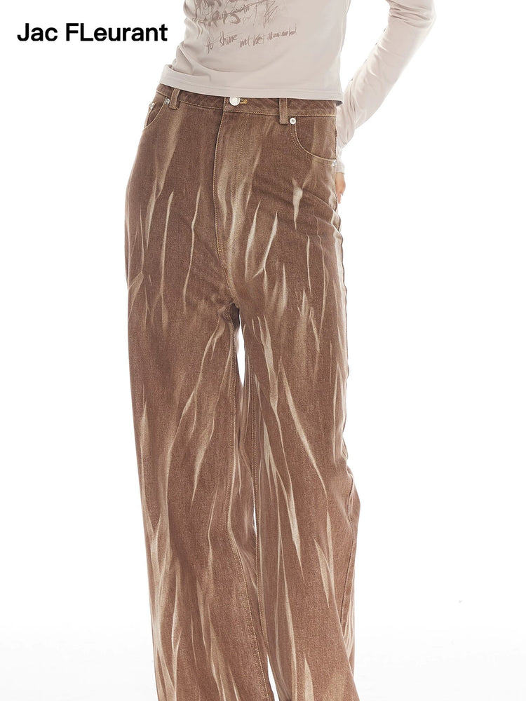 Washed Tie-Dye Denim Jeans