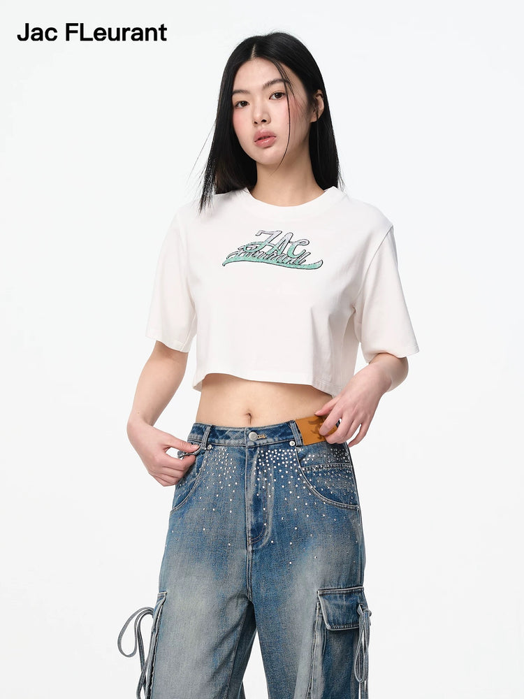 Gradient Logo Beaded T-Shirt