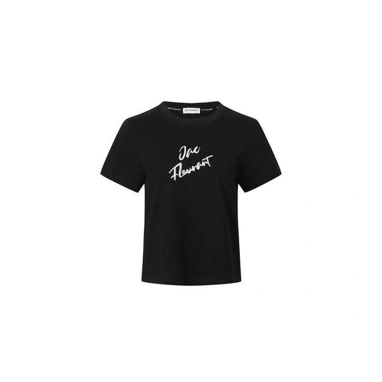 Rhinestone Logo Minimalist T-Shirt