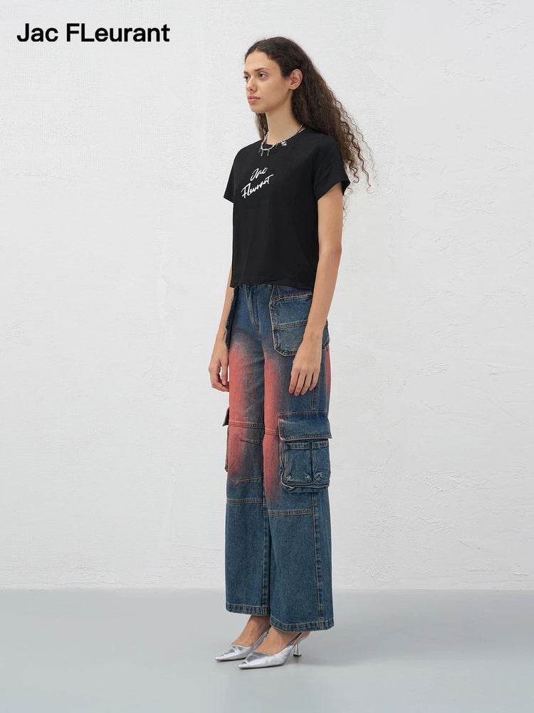 Rhinestone Logo Minimalist T-Shirt