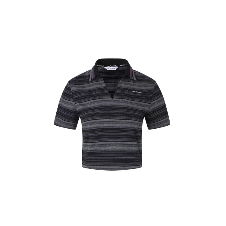 V-Neck Striped Polo Shirt