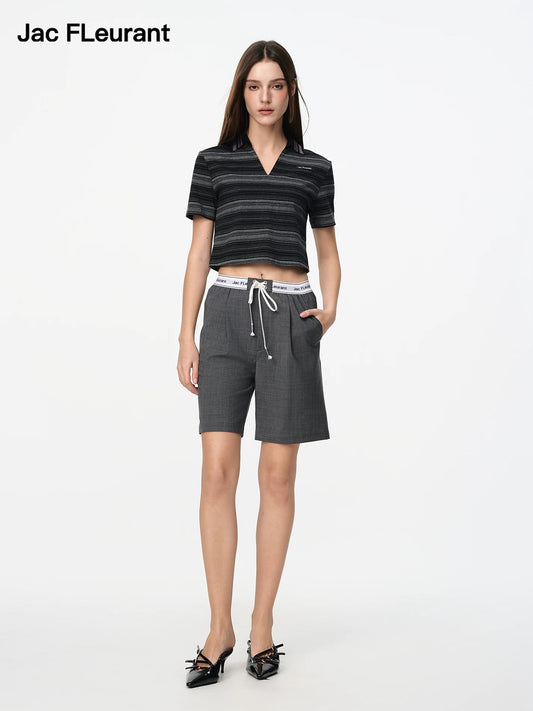 V-Neck Striped Polo Shirt