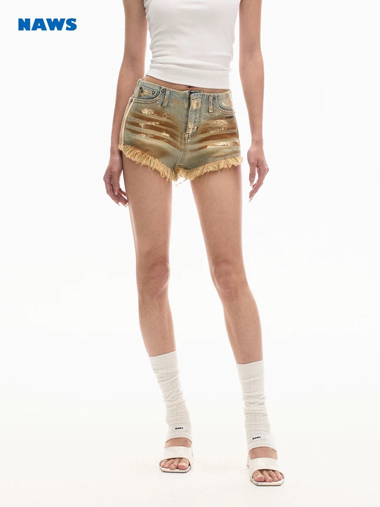 Snakeskin-Pattern Denim Jeans