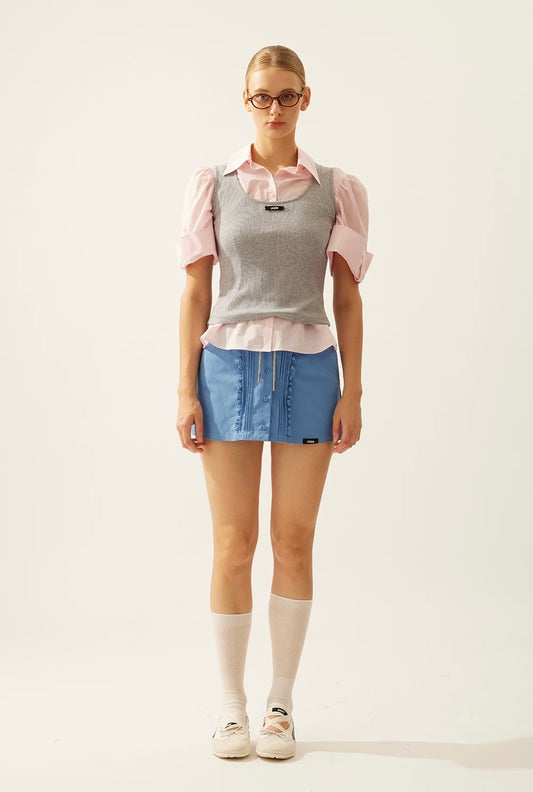 Casual Drawstring A-line Skort