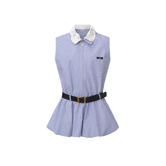 Lace-Collar Preppy Shirt Dress