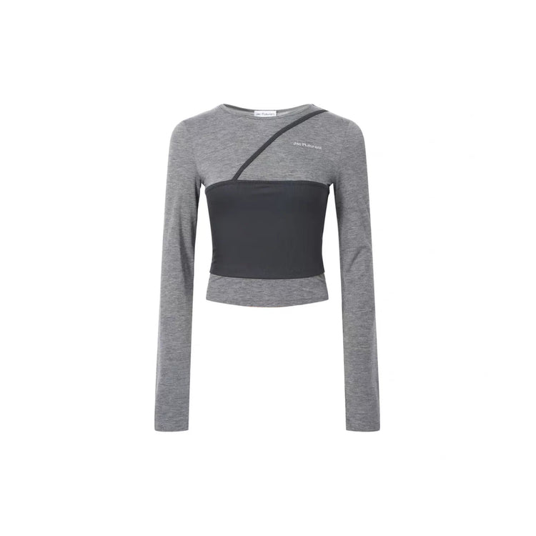 One-Shoulder Strapless Long-Sleeve Top
