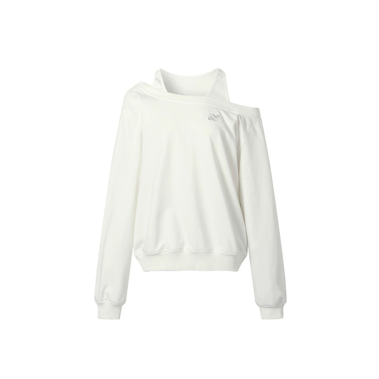Tank-Style Patchwork Off-Shoulder Sweatshirt
