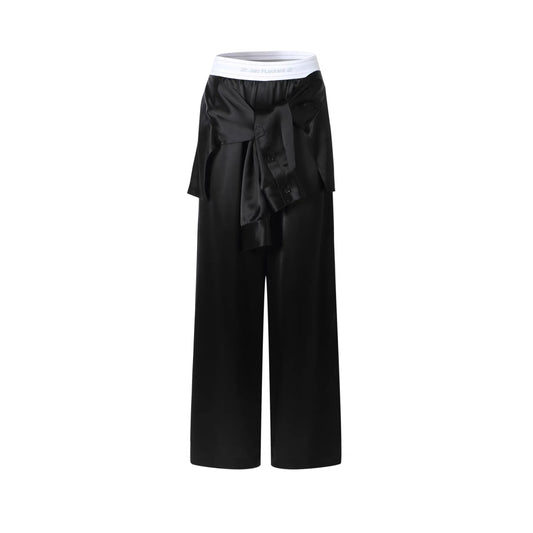 Acetate Elastic Tie-Waist Pants