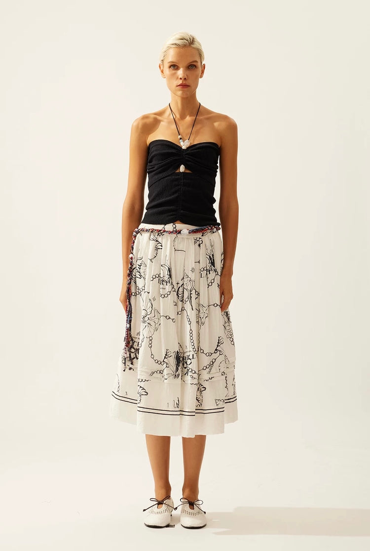 Linen Beaded Tie Halter Bandeau Top
