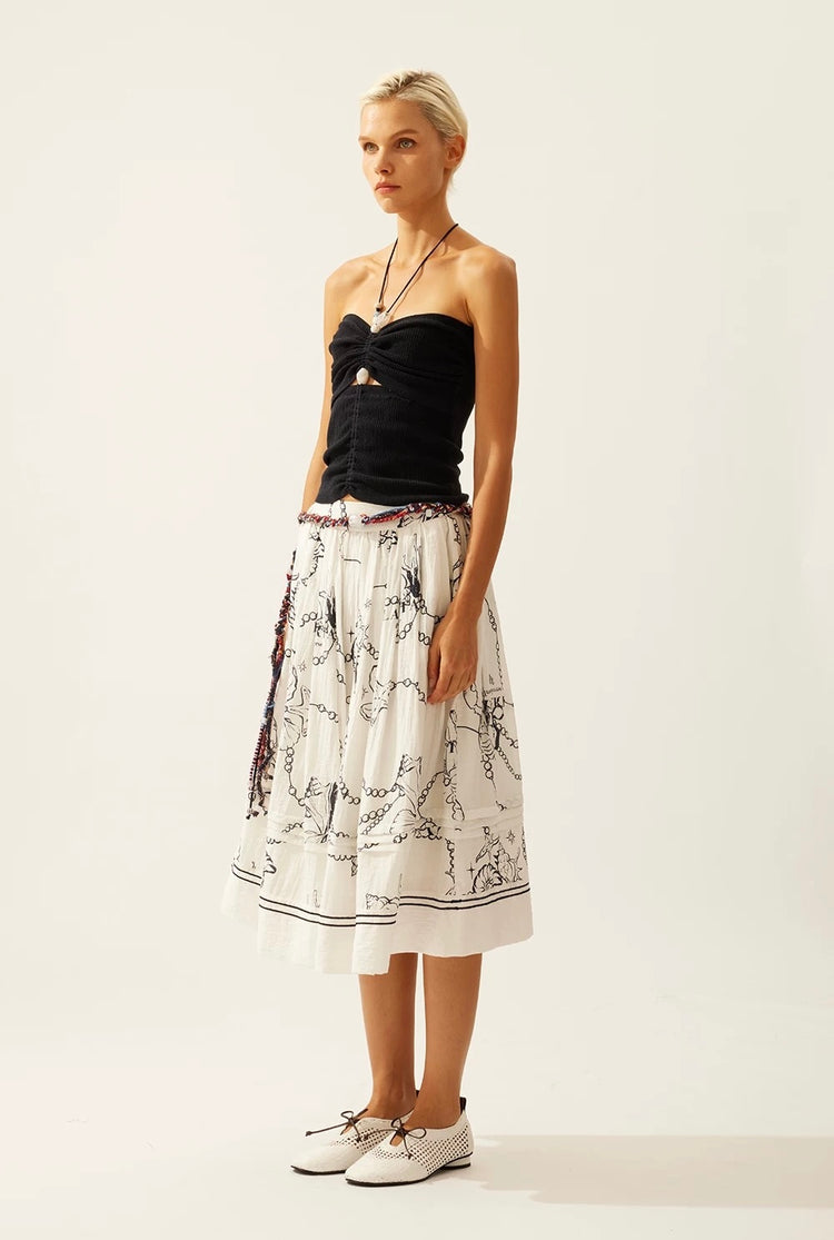 Linen Beaded Tie Halter Bandeau Top