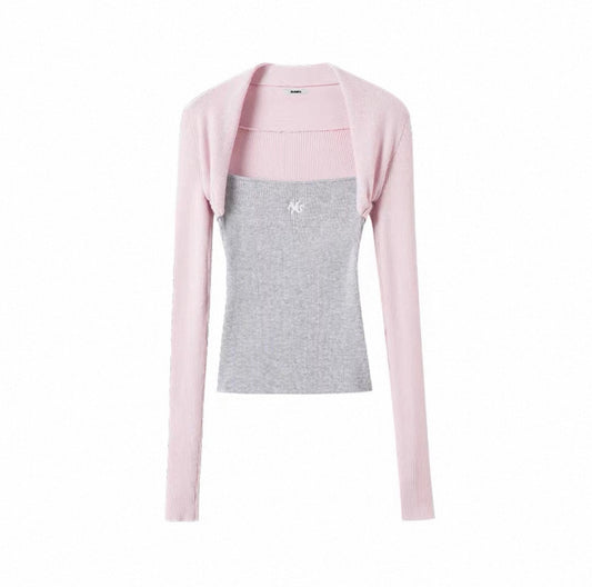 Aman Faux Two-Piece Knit Top