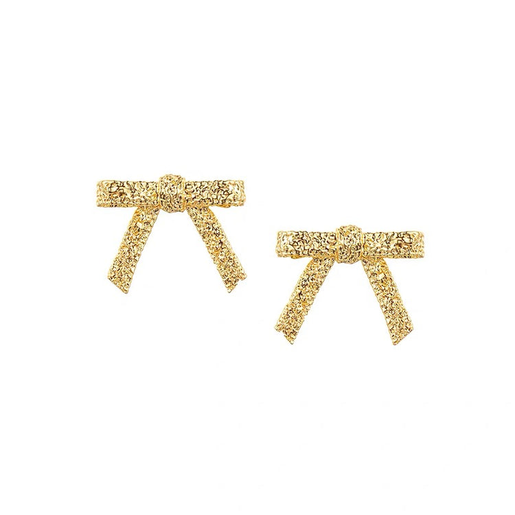 YVMIN X SHUSHUTONG / Textured Bow Stud Earrings