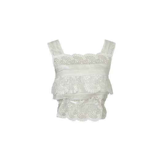 Layered Embroidered Wide-Strap Top