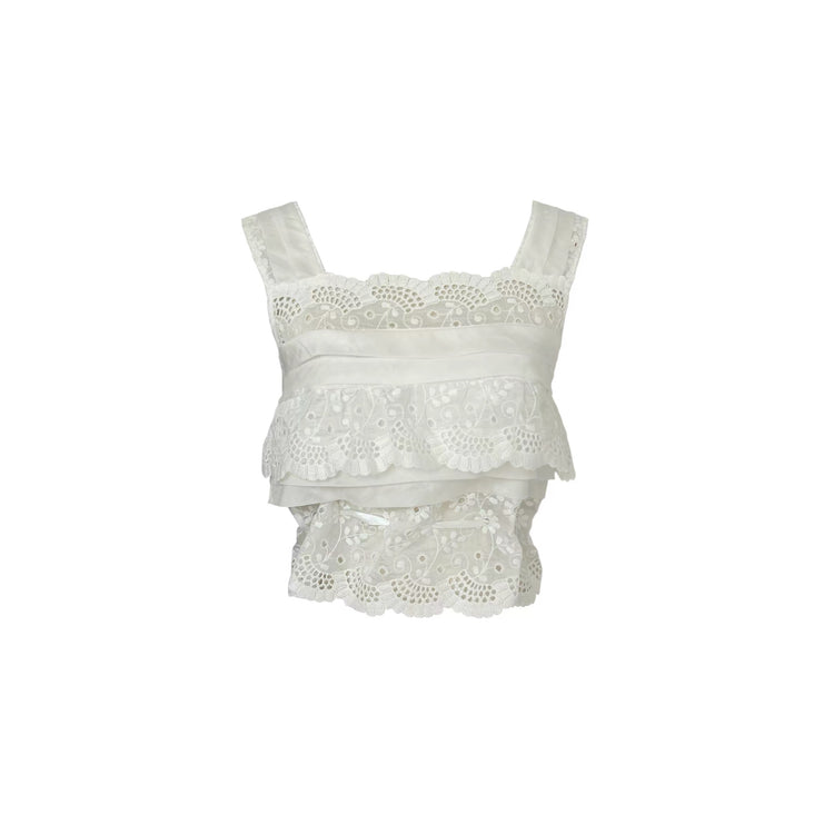 Layered Embroidered Wide-Strap Top